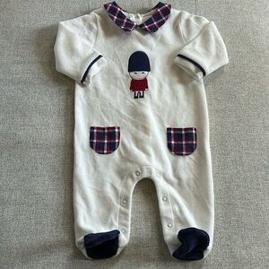 Mayoral Baby Festive Plaid Velour Footed One-Piece